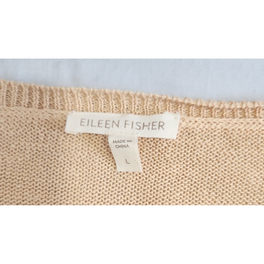 EILEEN FISHER Peach 100% Linen Long Sleeve Top Womens Size Large - Picture 5 of 7